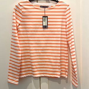 Petit Bateau Striped Breton Top Women’s Winter Mariniere Orange XXS NWT